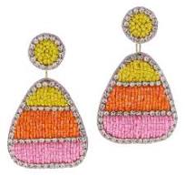 Beaded Pink Candy Corn Earrings