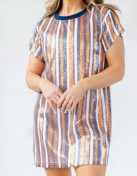 Navy & Orange Sequin Julia Dress