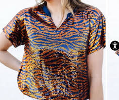 Navy & Orange Tiger Stripes Diane Top