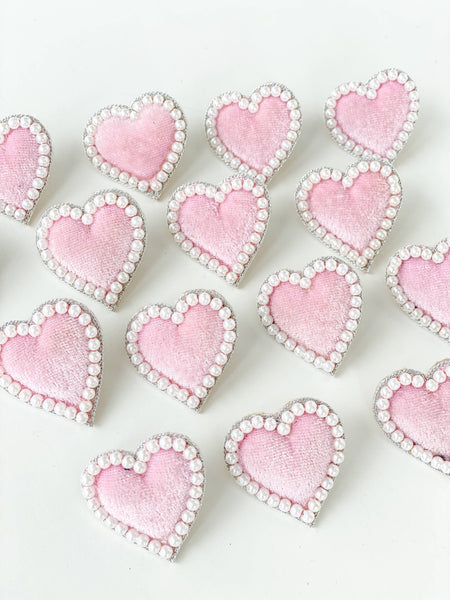 Audrey Velvet Heart Earrings | Pink