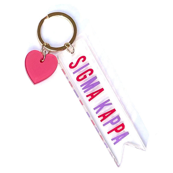 Sorority & Greek Acrylic Heart Keychain: Alpha Phi