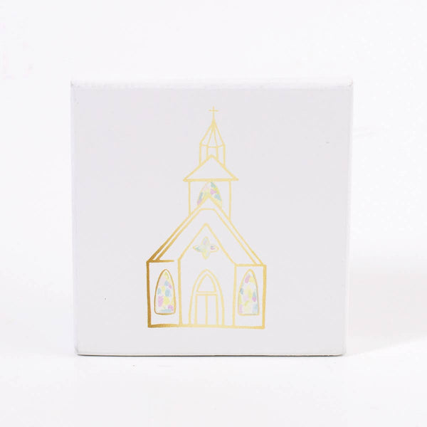 Church Block Art   White/Multi   4x4x1