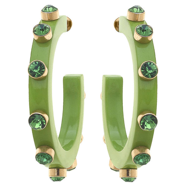 Renee Resin and Rhinestone Hoop Earrings: Navy