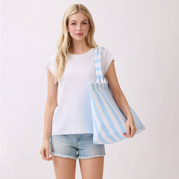 Striped Terry Tote Bag: Pink
