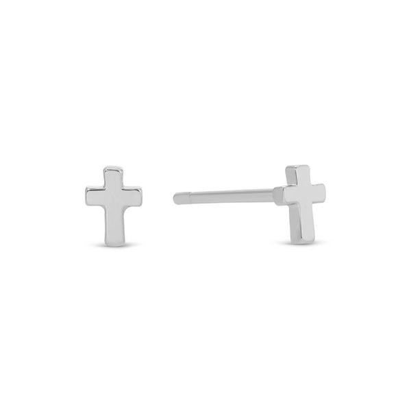 Small Cross Studs on Velvet Gift Tag: Silver