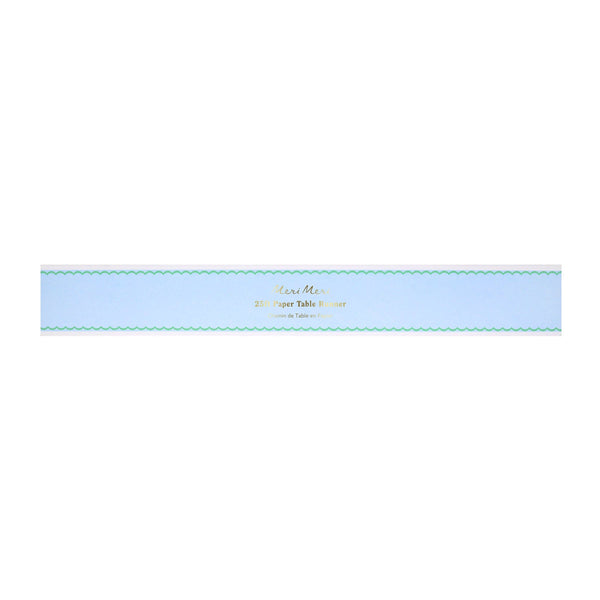 Scalloped Edge Blue Green Table Runner