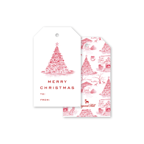 Christmas Toile Tree Gift Tags