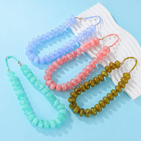 Chunky Beaded Natural Swirl Statement Necklace | 40NK9741: Rose