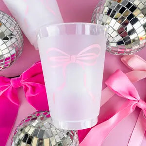 Pink Bow Frosted Cups