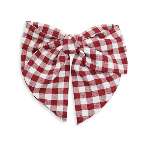 Garnet Check Hair Bow