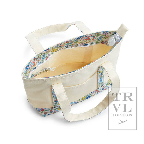 Mini Tote - Coated Canvas Posies Trim