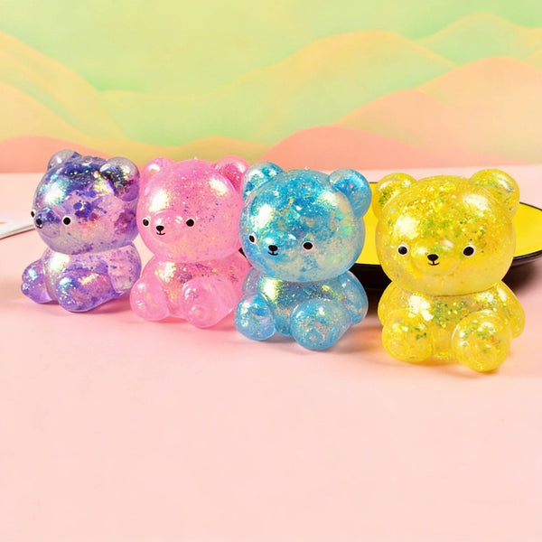 Cartoon Sequin Bear Squishy Toy