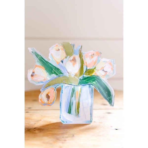 White Tulips Acrylic Bloom Block LARGE: Large Acrylic Block