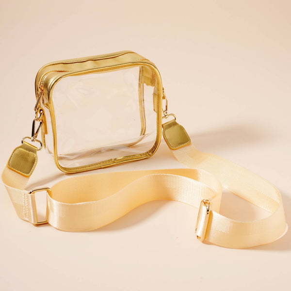 Game Day Clear Crossbody Bag: Gold