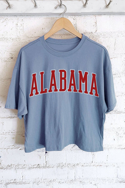 ALABAMA PUFF GRAPHIC LONG CROP TOP: White