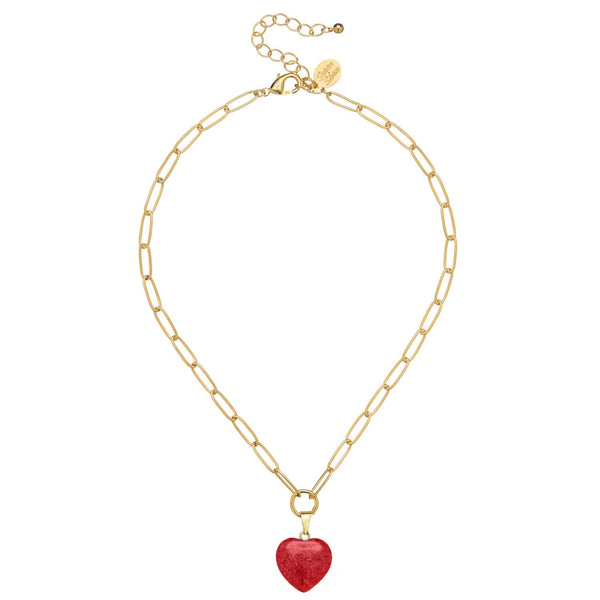Audrey Heart Necklace: Pink Quartz