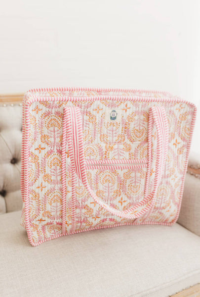 Dahlia | Large Quilted Zipper Tote Bag