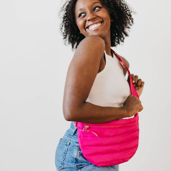 Jolie Puffer Belt Bag Pink Floral