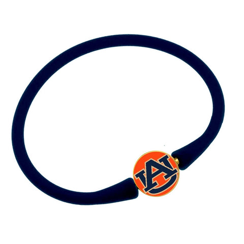 Auburn Enamel Disc Silicone Bali Bracelet-Navy