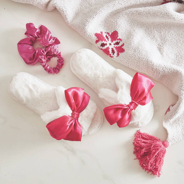 Satin Scrunchie Set of 2 - Hot Pink