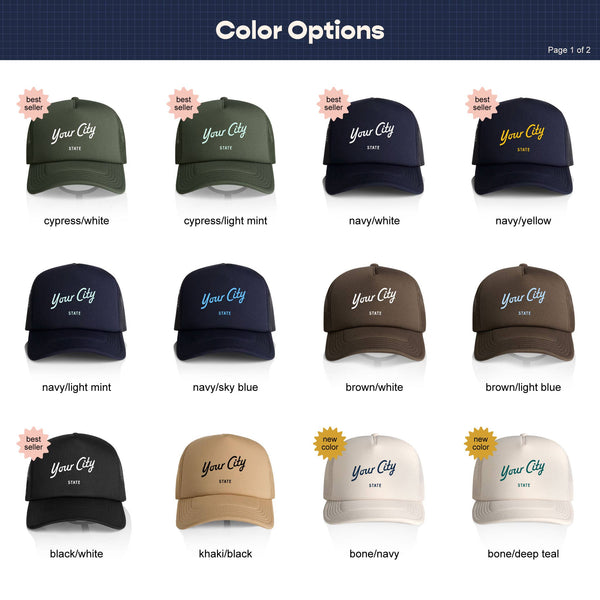 Samford Trucker Hat | Royal blue/seaglass