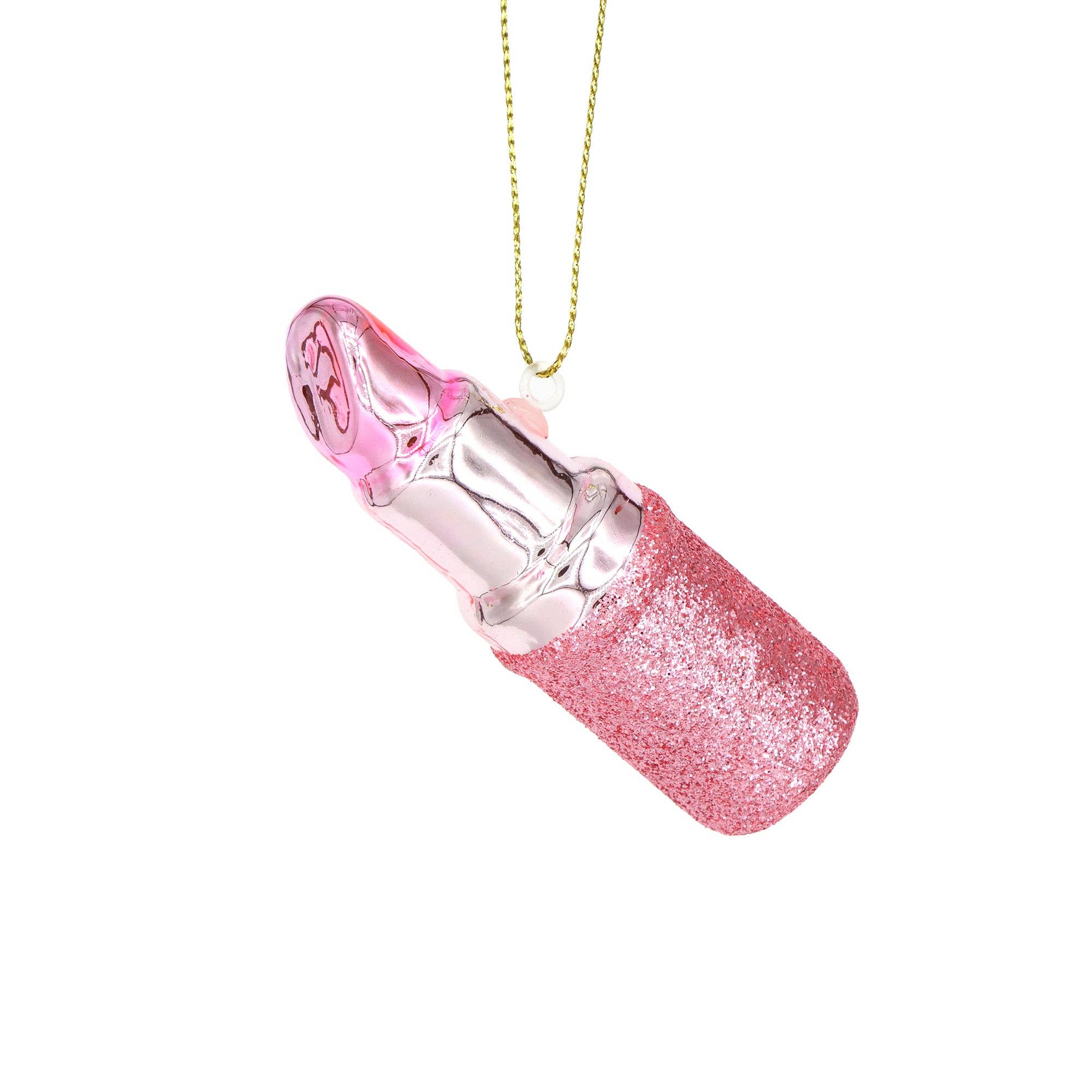 Pink Lipstick Glass Ornament