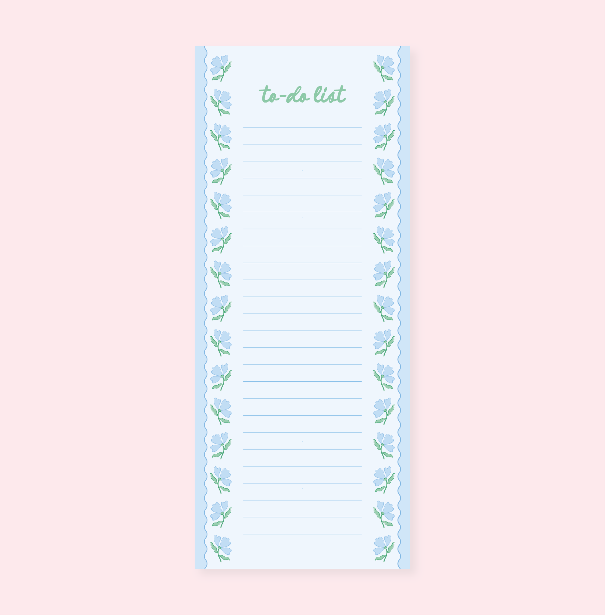 Blue Flower Wavy List Notepad