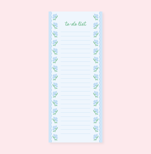 Blue Flower Wavy List Notepad