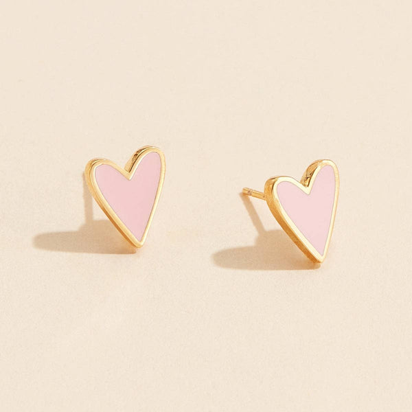 Blush Heart 18K Gold Dip Stud Earrings