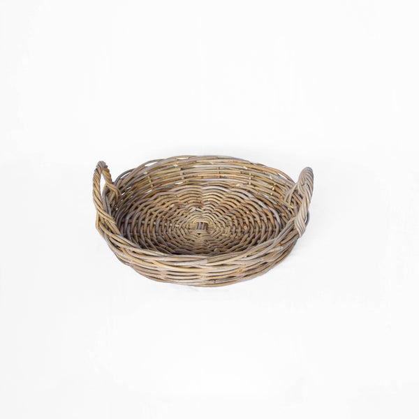 Rattan Round Tray Kubu Grey: Small - 14" D