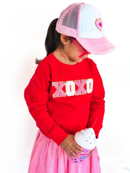 Xoxo Patch Valentine's Day Sweatshirt -Kid's Valentine's Day