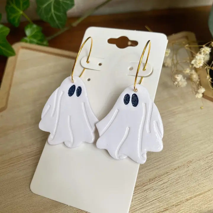 Clay Ghost Hoop Earrings