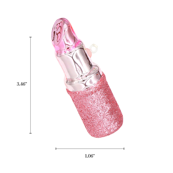 Pink Lipstick Glass Ornament