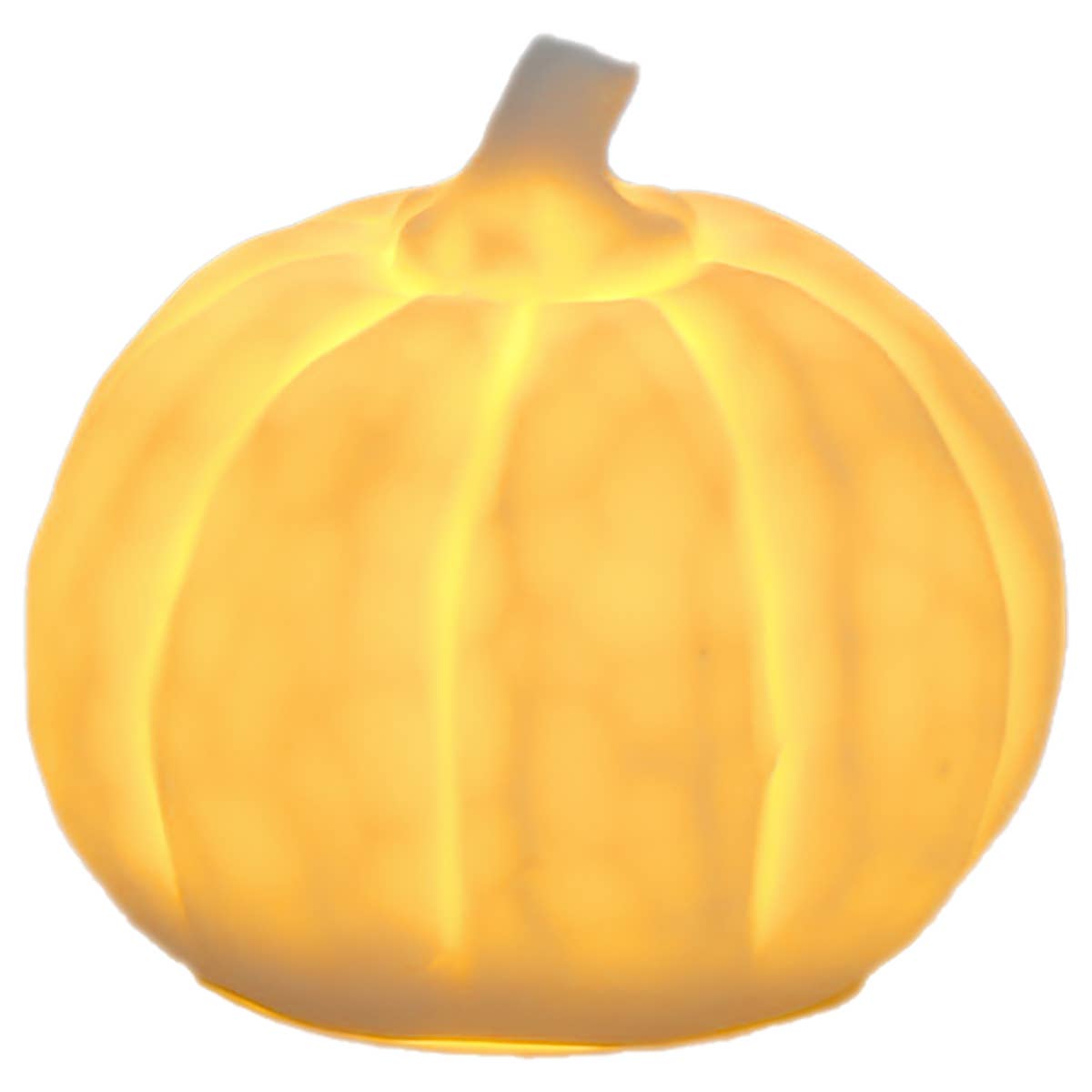 2.75" Round White LED Stoneware Pumpkin Fall