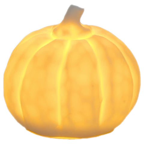 2.75" Round White LED Stoneware Pumpkin Fall