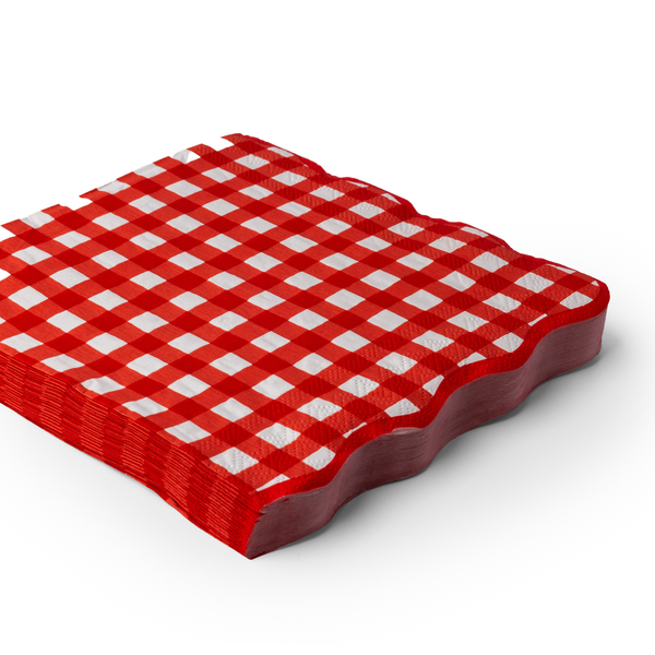 ELEGANT CHERRY RED GINGHAM DINNER NAPKINS