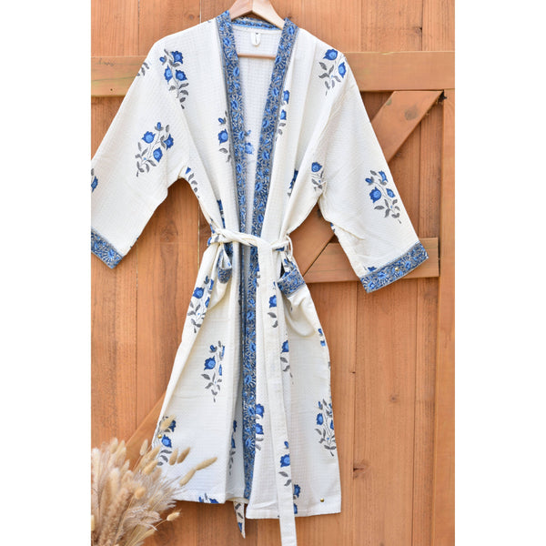 Indigo Bloom - Waffle Cotton Women Robe