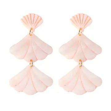 Pink Mermaid Shell Drop Earrings