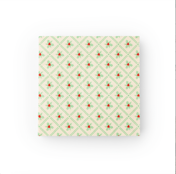 HOLLY PATTERN CHRISTMAS DINNER NAPKINS