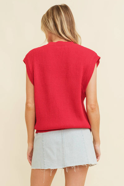 'GAMEDAY" EMBROIDERED SLEEVELESS SWEATER VEST: Burnt Orange