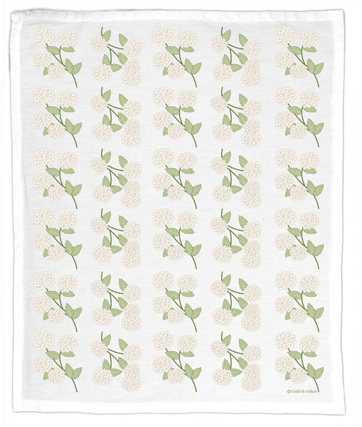 Pink Hydrangeas, Organic Cotton Tea Towel