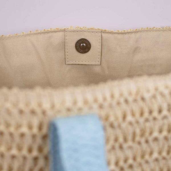 Brittney Beach Tote   Natural/Palace Blue   19.5x13.5x6