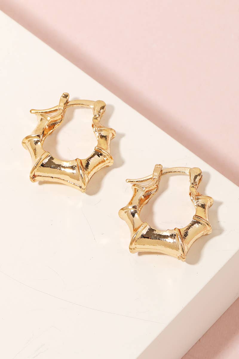 Metallic Bamboo Latch Hoop Earrings: G