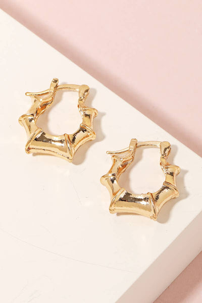 Metallic Bamboo Latch Hoop Earrings: G