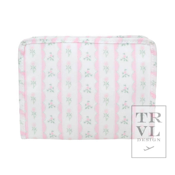 Roadie Medium - Ribbon Floral Pink Zip Pouch *new!