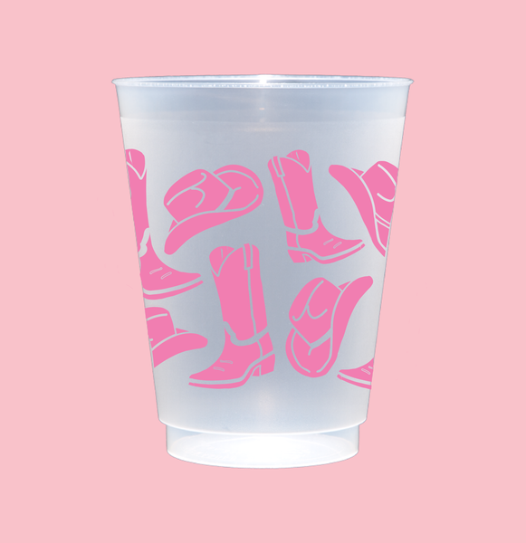 Let's Go Girls Cowgirl Party Cup | Frosted 16oz Set of 8 Cup