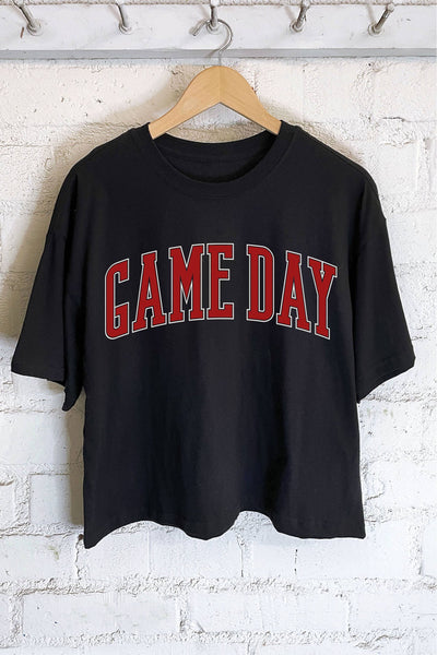 GAME DAY PUFF GRAPHIC LONG CROP TOP: Mauve