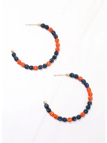 Orange and Navy Pave Hoop Earring