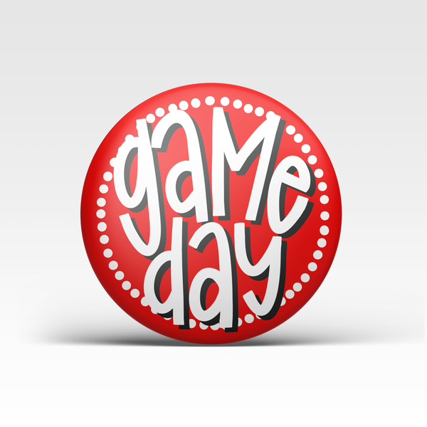 Red Game Day Polka Dots Buttons | Game Day Pins: RED BACKGROUND
