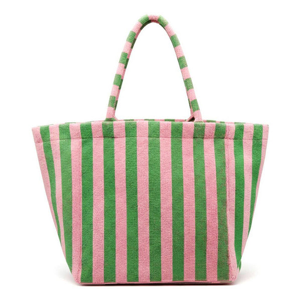 Striped Terry Tote Bag: Pink